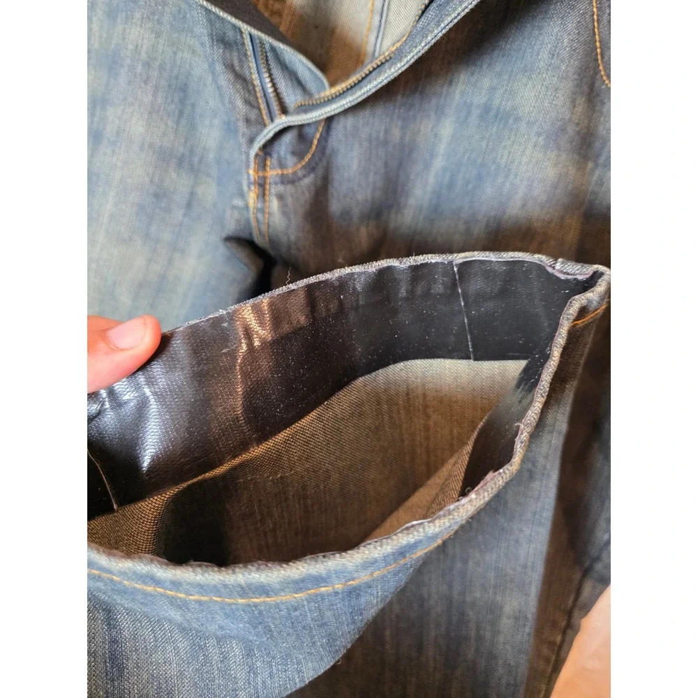 Five Elementz Mens Blue Denim Straight Leg Jeans W42 L32 Zipper‎ Back Pockets